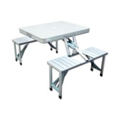 MESA DE CAMPING 85x65 CON 4 BANCOS INCORPORADOS