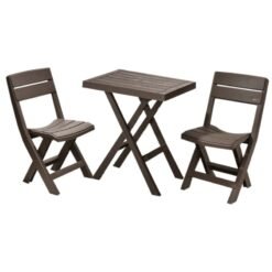 Mesa y 2 sillas plegable wengue