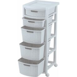 Cajonero Rattan 5 cajones Blanco